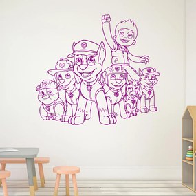 Veselá Stena Samolepka na stenu na stenu Ryder a Labková patrola Farba: fialová, Veľkosť: 100 x 88 cm