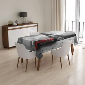 Sablio Obrus Eiffelova veža  a červené auto - 130x130 cm