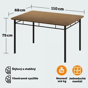 Jedálenská súprava LEO, 5-dielna, čierna/hnedá Casaria