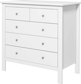 HOMCOM Komoda so 5 zásuvkami – Moderná úložná skriňa na obývačku, spálňu, chodbu, biela 79 x 39,5 x 80,5 cm | Aosom