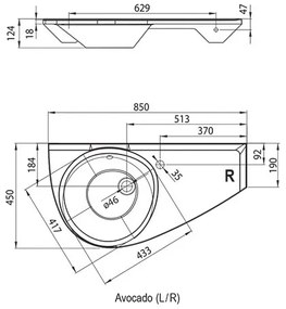 Ravak XJ1P1100000 - Závesné umývadlo AVOCADO 85x45 cm liaty mramor/biela