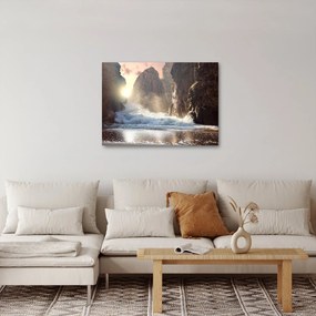 Obraz - Skaly a vlny oceánu (70x50 cm)