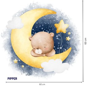 PIPPER. Samolepka na stenu "Macík na Mesiaci"