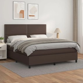 Boxspring posteľ s matracom hnedá 180x200 cm umelá koža 3142800