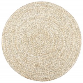 Ručne vyrobený jutový koberec biely a hnedý 240 cm