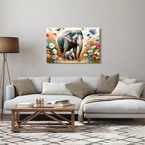 Obraz - Slonia mama, akvarel (90x60 cm)