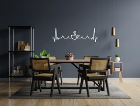 drevko Drevená dekorácia Káva s EKG Rozmer obrazu: 13,5 x 44,5 cm, Farba dekorácie: Čierna