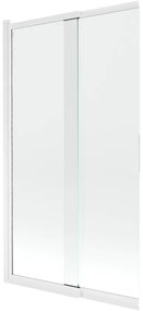 Mexen Fox, 2-krídlová posuvná vaňová zástena 100 × 150 cm, 5mm číre sklo, biely profil, 891-100-002-20-00