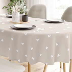 Goldea oválny obrus 100% bavlnené plátno - srdiečka na latte 140 x 220 cm