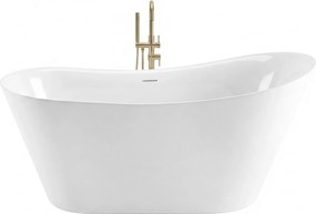 Voľne stojaca akrylátová vaňa REA LUSSO SLIM 170x74 cm biela, sifón Click-Clack - čierny