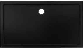 Mexen, Mexen Flow obdĺžniková sprchová vanička slim 150 x 85 cm, čierna matná, 46R708515