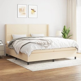 Boxspring posteľ s matracom krémová 200x200 cm látka 3131382