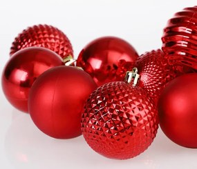 Sada vianočných závesných dekorácií ESTRELLA červená (66 ks)