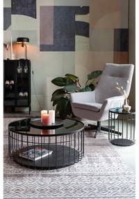 Čierny okrúhly konferenčný stolík so sklenenou doskou 80x80 cm Lance – White Label