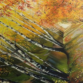 Obraz - Romantická alej pozdĺž vody, olejomaľba (90x60 cm)