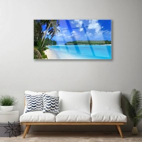 Obraz na skle Pláž palmy more krajina 100x50 cm