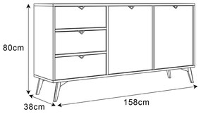 KOMODA FONDY JEDLIČKA SCANDI + EUKALYPTUS 158 cm