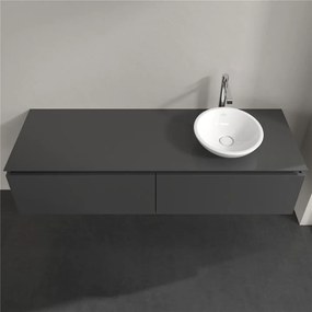 VILLEROY &amp; BOCH Legato závesná skrinka pod umývadlo na dosku (umývadlo vpravo), 2 zásuvky, 1600 x 500 x 380 mm, Glossy Grey, B59700FP