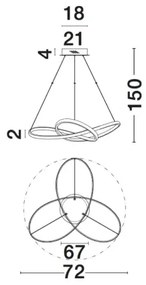 LED luster Fusion 72 zlaté