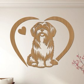 dřevo života Drevený obraz psa Shih Tzu so srdcom Rozmery - cm: 40x32, Zvoľte farbu dekoru: Buk