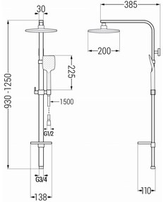 Mexen - Q62 sprchový set s hornou hlavicou štvorcovou 20x20, zlatá, 798626295-50