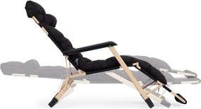 Záhradné plážové ležadlo 2 v 1 s vankúšom, opierkou hlavy, nastaviteľnou opierkou nôh, čierne, zlatý rám