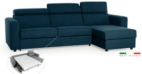 Rohová sedacia súprava na každodenné spanie TAVOLA rozkladacia, tm. modrá (penelope 27)