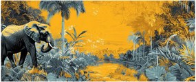 Obraz - Slon v prírode (120x50 cm)