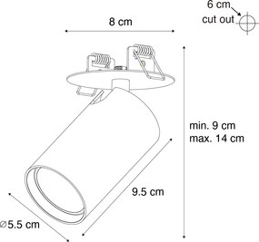 Moderné zapustené bodové svetlo čierne GU10 50 mm - Chels