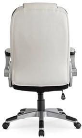 Vintino kancelárska otočná kožená stolička RONALD biela