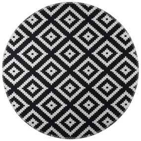 Čierno-biely umývateľný okrúhly koberec ø 80 cm – Vitaus