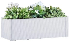 vidaXL Samozavlažovací vyvýšený záhradný záhon biely 100x43x33 cm