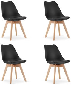 Set 4 stoličiek MARK čierne / hnedé nohy