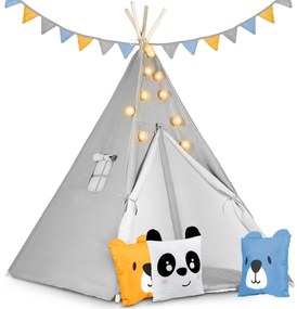 Detský stan Tepee so svetlom Nukido - sivý