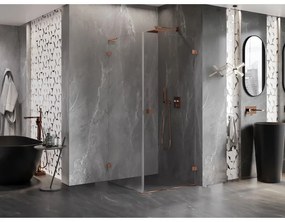 Mexen Lunar-B L výklopný sprchový kút pravý 80 x 80 cm, číre sklo, ružové zlato, 832L-080-080-60-00-P