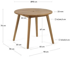 Záhradný okrúhly stôl maliv ø 90 cm prírodný MUZZA