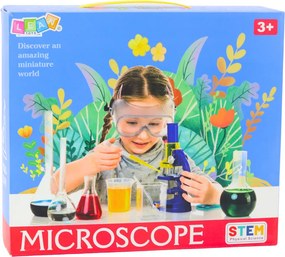 LEAN Toys Vzdelávací mikroskop pre deti s príslušenstvom, zväčšenie 300x