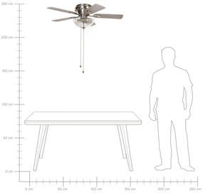 Stropný ventilátor so svetlom strieborný/svetlé drevo SIRAMA Beliani