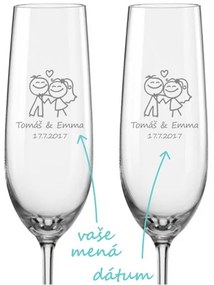 Svadobné poháre na sekt Šťastní novomanželia, 2 ks