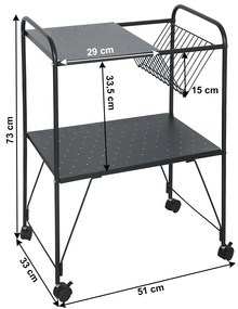 Kondela Príručný stolík pojazdný, viacúčelový, kov/plast, čierna, KORETE