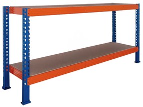 Trestles Nekonečný priemyselný regál 1400x2400x600, 2 police Farba: Oranžová a modrá