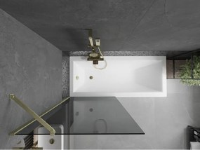 Mexen Next, 1-krídlová vaňová zástena 80 x 150 cm, 6mm šedé sklo, zlatá matná, 895-080-000-00-40-55