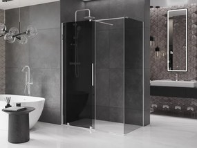 Mexen Velar, sprchový kút s posuvnými dverami 150 x 85 cm, 8mm šedé sklo, chrómová, 871-150-085-41-01