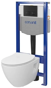 Cersanit Moduo, System50 MECH podomietkový rám + závesná wc misa Moduo Plus CleanOn + čierne tlačidlo MOVI II, S701-766