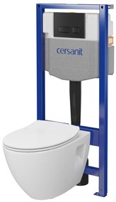 Cersanit Moduo, System50 MECH podomietkový rám + závesná wc misa Moduo Plus CleanOn + čierne tlačidlo MOVI II, S701-766