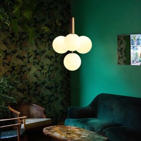 Závesné svietidlo v zlatej farbe SULION Musa, výška 120 cm