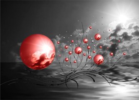 Sklenený obraz červených gulí (70x50 cm)