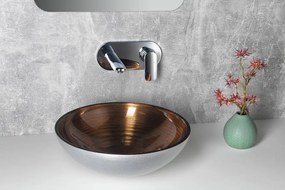Sapho Sapho, MURANO WENGE sklenené umývadlo na dosku, priemer 40cm, meď/strieborná, AL5318-66