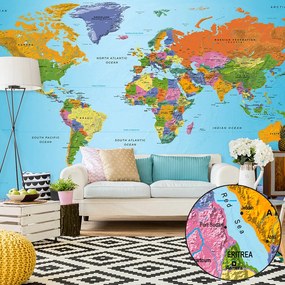 Artgeist Fototapeta - World Map: Colourful Geography II Veľkosť: 490x280, Verzia: Samolepiaca