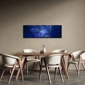 Obraz - modrá abstrakcia (s hodinami) (90x30 cm)